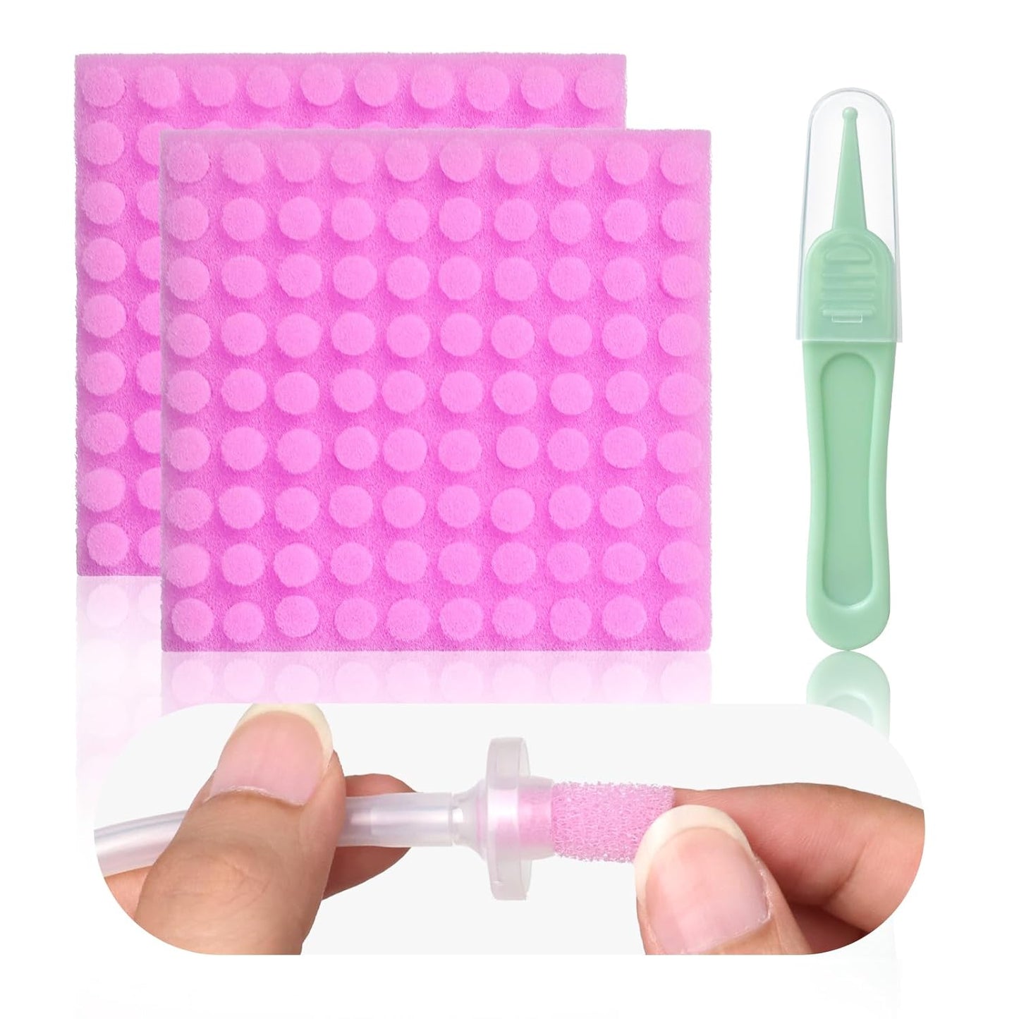 Replacement for Nosefrida Nasal Aspirator Filters, 200-Pack of Premium Nasal Aspirator Hygiene Sponges, with Nose Cleaning Tweezers (Red,200 Count)