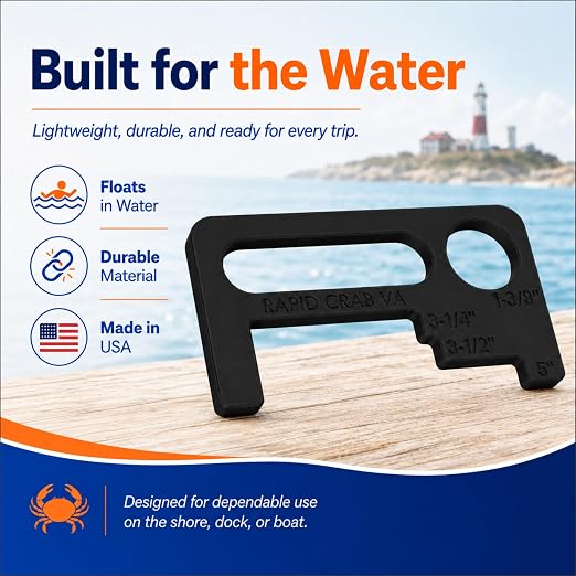 Crab Measurement Tool for Blue Crabs & Clams | VA Regulation 3.25-3.5" Peeler