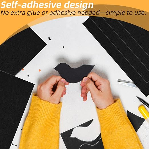 8 Pack Self Adhesive Felt Sheets, 8.27"x11.8" Black Sticky Back Felt Fabric