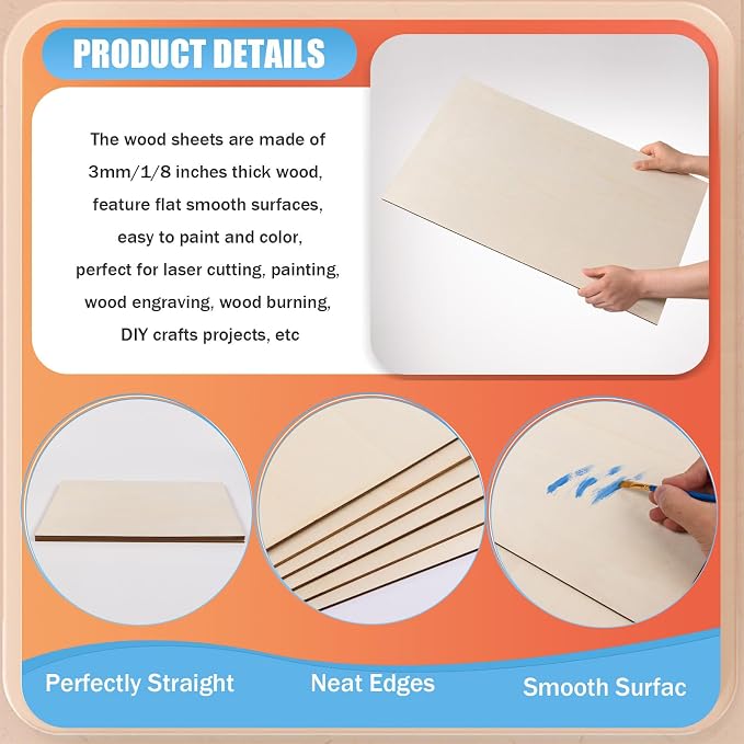 AWIZOM 6 Pack Basswood Sheets for Crafts-18 x 24 x 1/8 Inch- 3mm Thick Plywood