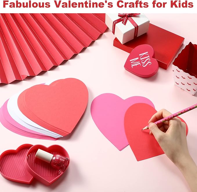 90 Pieces Heart Cutouts Paper Hearts Heart Shape Cards 5.5 Inches Large
