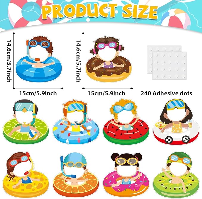 gisgfim 80Pcs Summer Cutouts Swim Ring Decorations Bulletin Board Summer