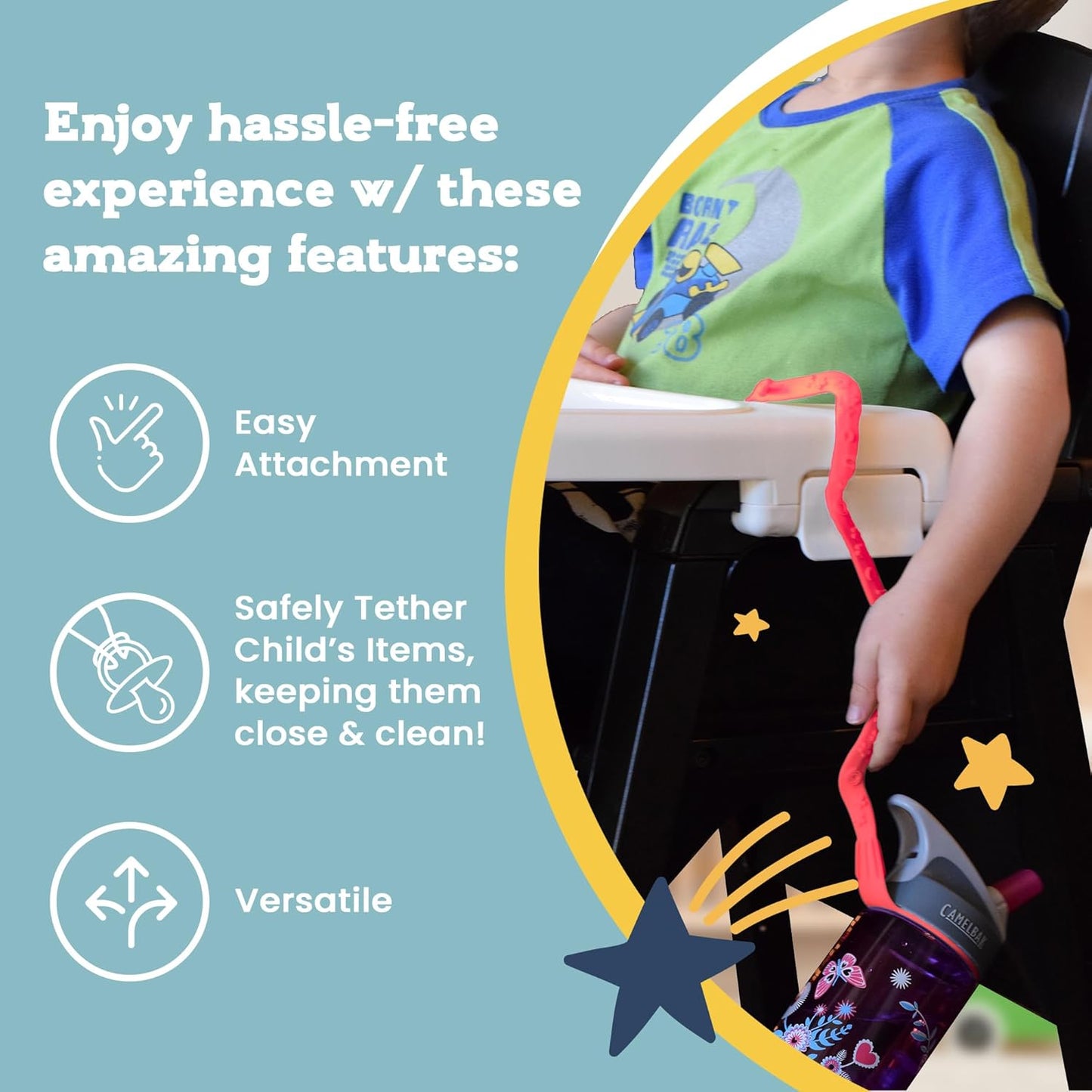 Brilli Baby Cup Catcher Patented Safety Tether Strap, Attach Sippy Cups, Bottles, Pacifiers & More to Stroller, High Chair, Car Seat, Made in USA, Food Grade, Dishwasher Safe (Pink & Lime)