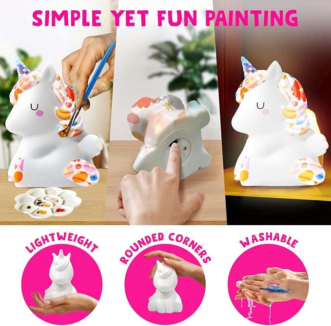 Goodyking Paint Your Own Unicorn Lamp Art Kit, DIY Night Light, Arts & Crafts