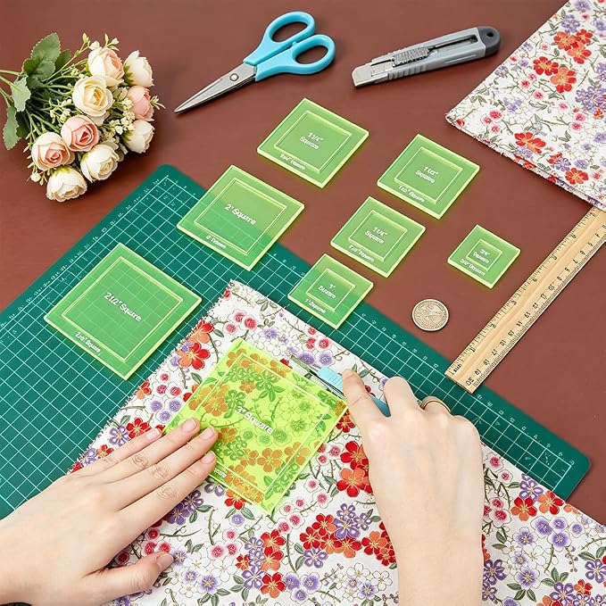 BENECREAT 16 Pcs Square Quilting Template, Acrylic Intricate Sewing Machine