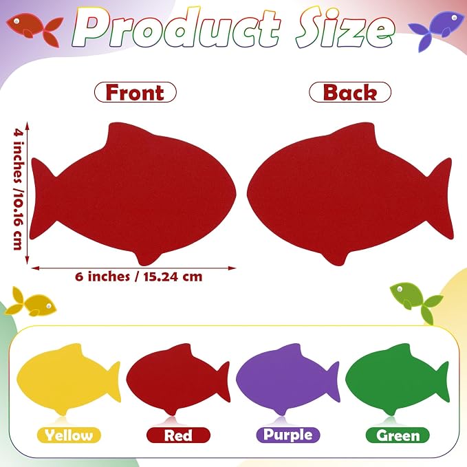 Ireer 48 Pcs Large Foam Fish Cutouts 6 Inch Colorful Fish Shapes Classroom