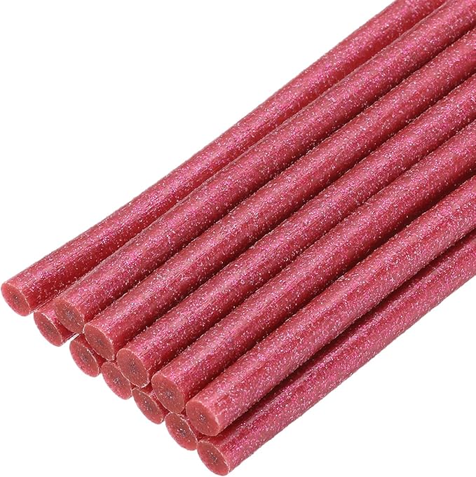 uxcell Mini Hot Glue Sticks for Glue Gun 7mm x 100mm Glitter Rose 12pcs