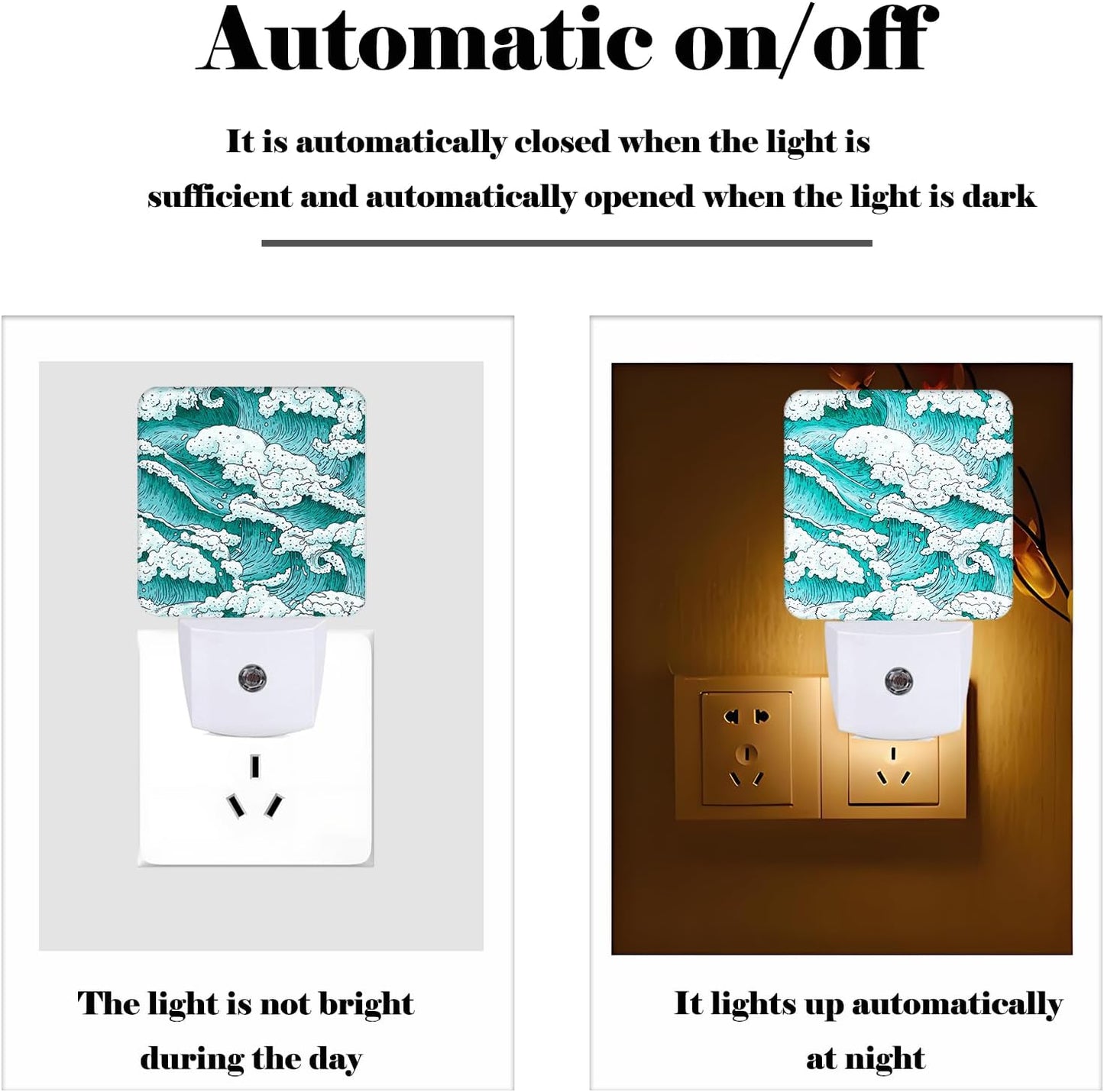 Ocean Waves Night Light,Plug-in Nightlights Auto Sensor Night Lamp Dusk to Dawn Lamp Home Decor for Nursery Children Girls Boys