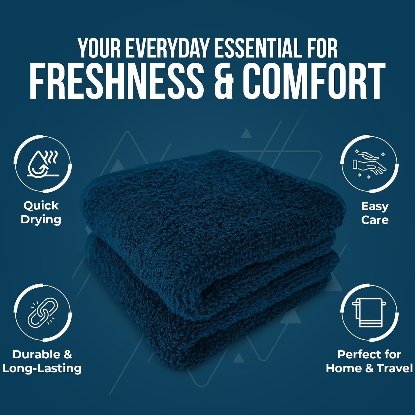 DAN RIVER 100% Cotton Wash Cloths 24 Pack [12x12] Soft & Absorbent Rags for Body, Gym, Hotels & Spa Perfect for Everyday Use Fingertip Towels, Opal Blue