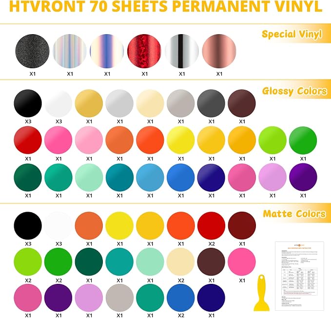 HTVRONT 70 Permanent Vinyl Sheets