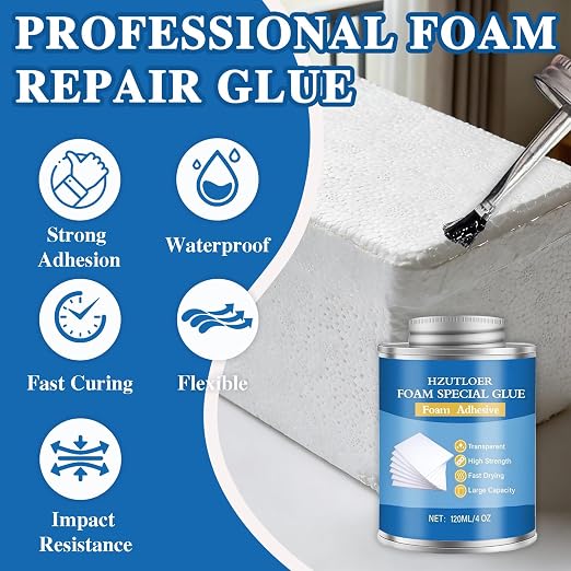 4OZ Foam Glue with Brush, High Strength Clear Foam Adhesive