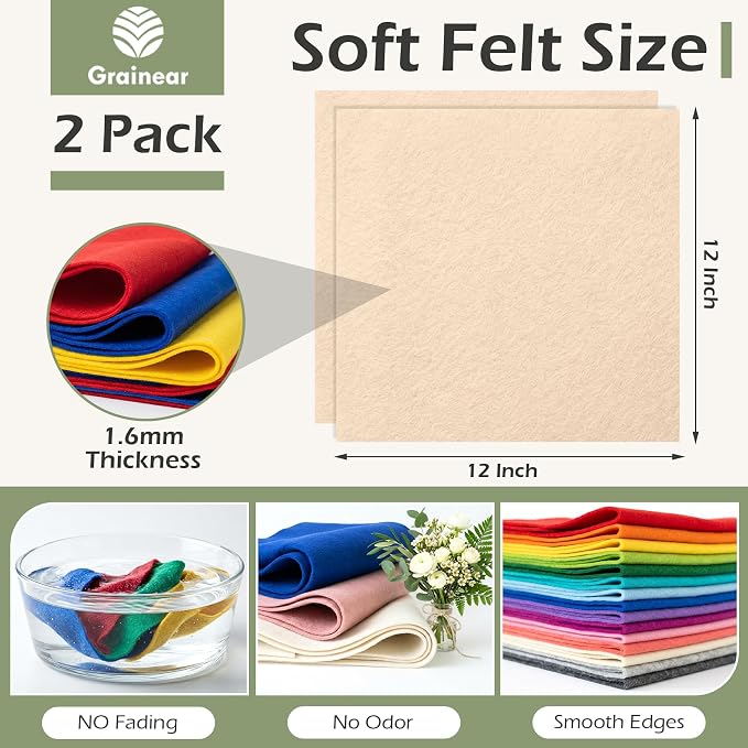 Nude Tones Soft Felt Sheets for Crafts, 1.6mm Thick, Handmade Crafts, DIY
