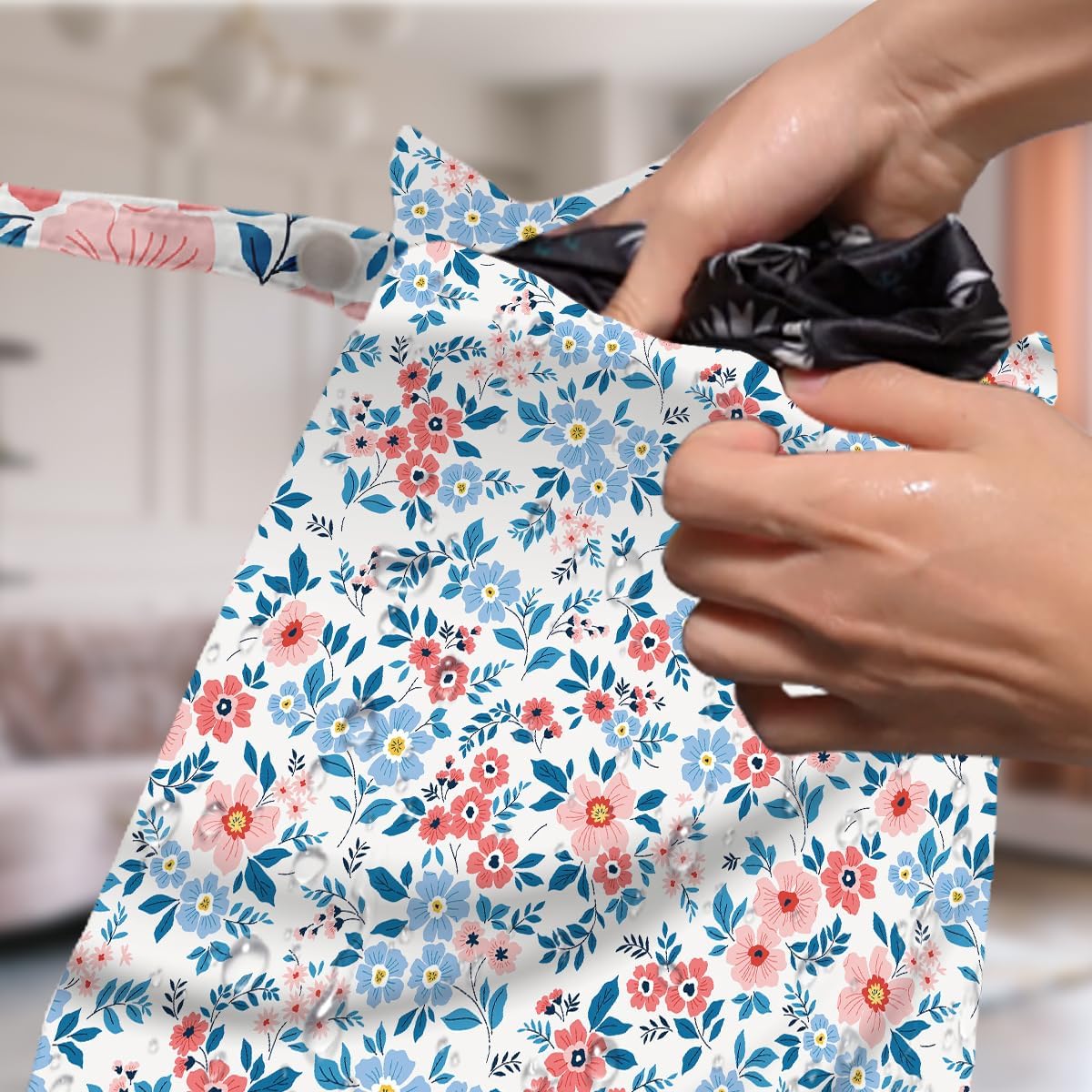 4 Pack Cute Wet Bag Waterproof Washable Reusable Wet Dry Bag for Swimsuit Dirty Clothes Diaper Travel Beach Pool Gym Christmas Bachelorette Party Toiletries Essentials，Colorful Floral Wildflower