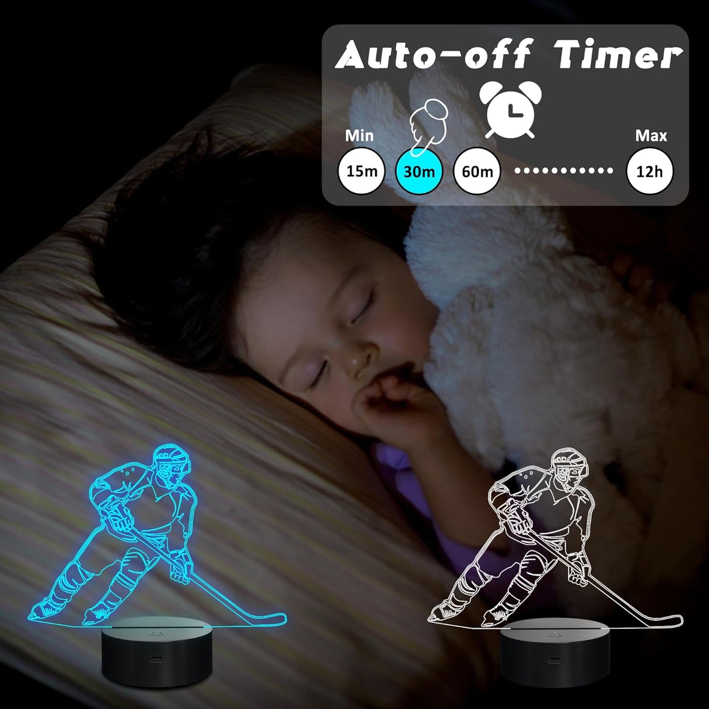 Hockey Gifts, 3D Rangers Hockey Lamp with 16 Color Changing Remote Control and Timer, Perfect Christmas and Birthday Gift for Rangers Hockey Lovers Boys Kids Teens