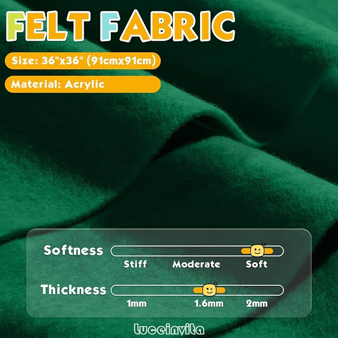 Emerald Green 36" X 36" Felt Fabric Sheet