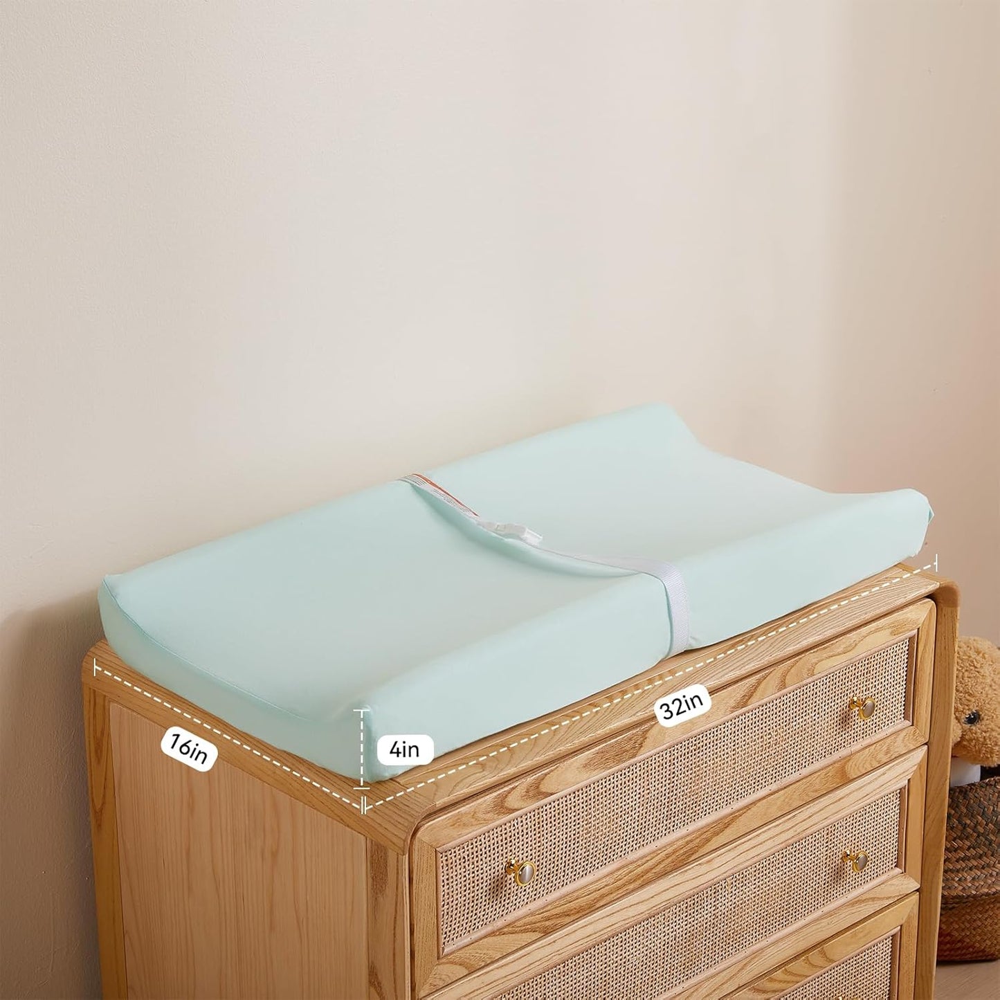 TILLYOU Changing Pad Cover Set in Soft Jersey Material - Fits 32"/34''x16 Contoured Pad for Babies, Lt Green & Lt Gray