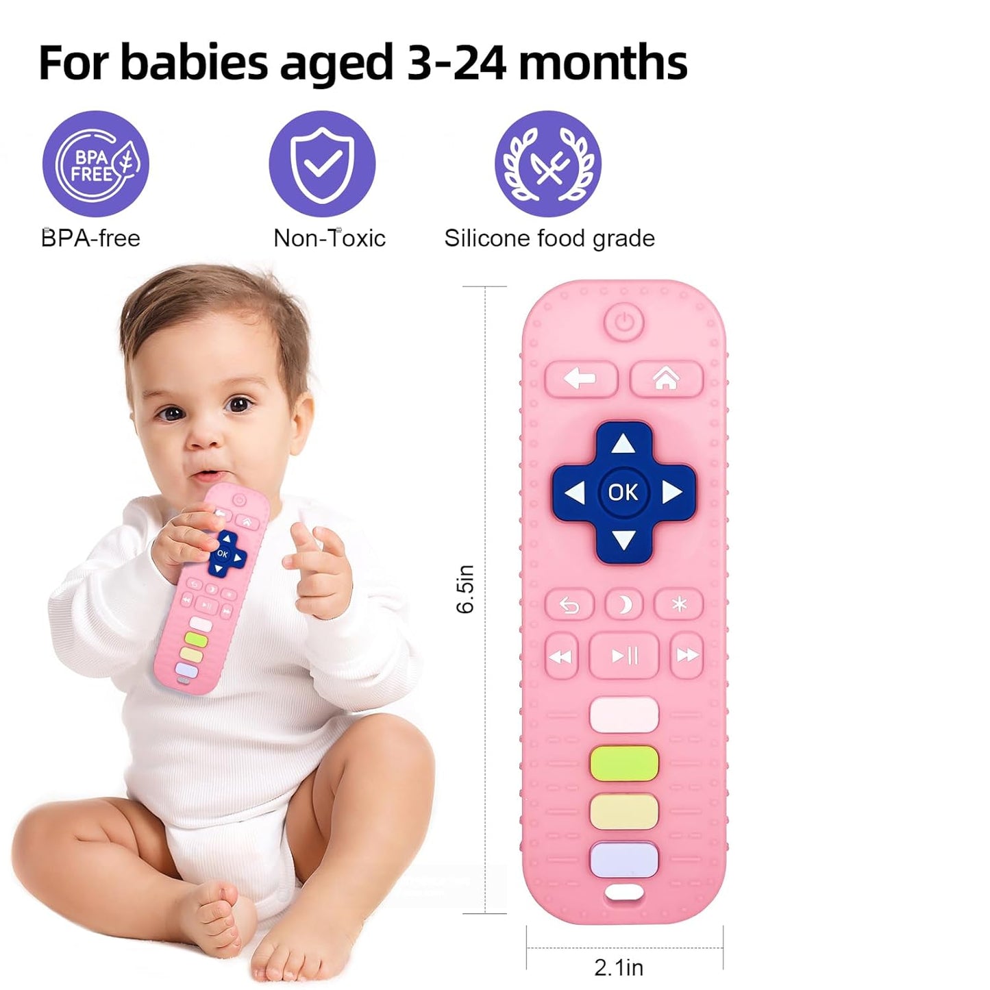 Chuya Silicone Remote Teethers Baby Teething Toys, TV Remote Teether for 3-6-12-18 Months Babies Infant Toddlers Baby Teething Relief Chew Toys BPA Free
