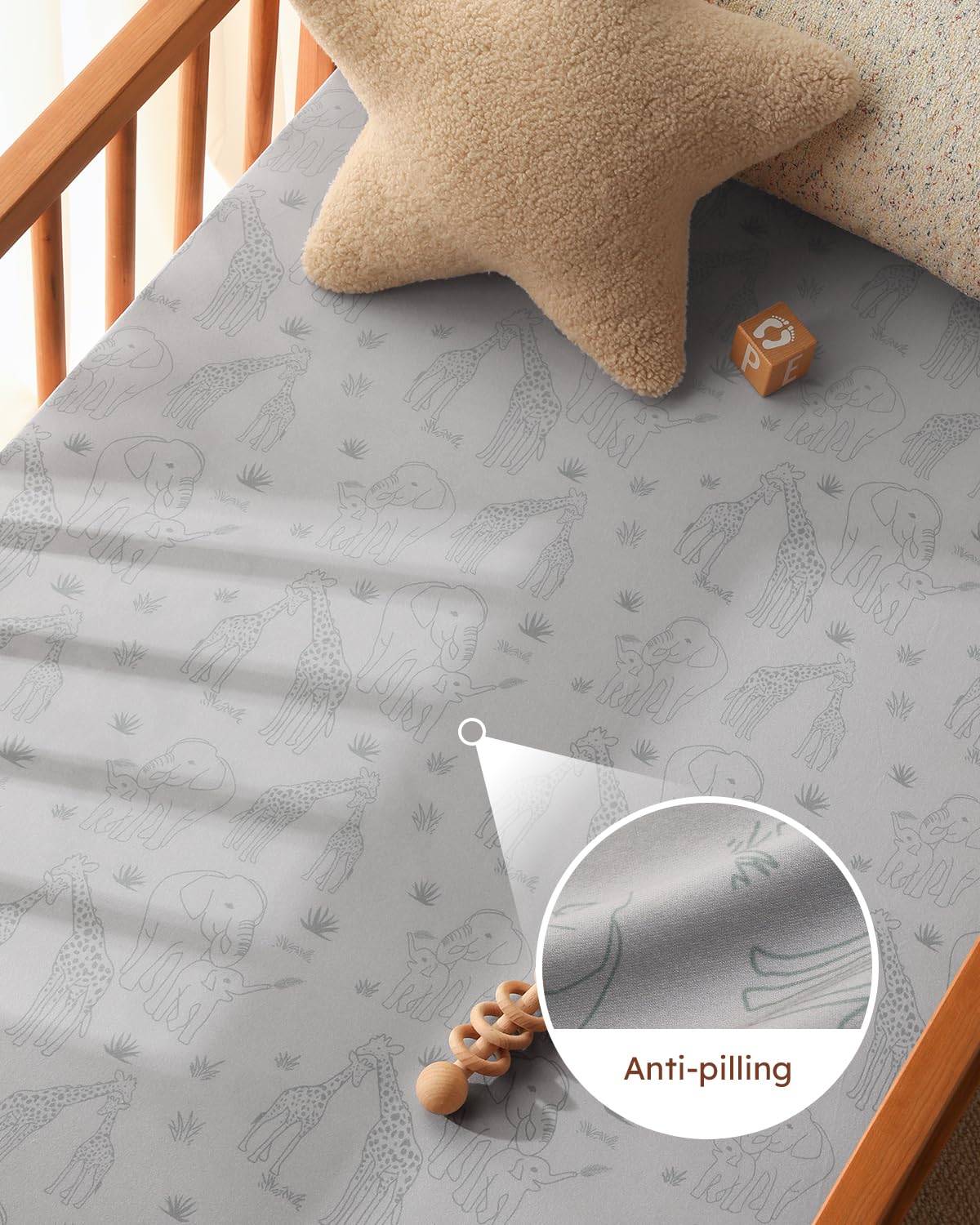 Pack and Play Sheets Fitted 3 Pack, Mini Crib Sheets for Pack N Play Mattress Stretchy Portable Playard Sheets, Soft Breathable Elephant