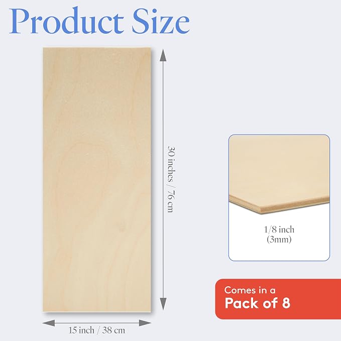 Baltic Birch Plywood 3 mm, 1/8 Inch Craft Wood, B/BB Grade, Stronger Than