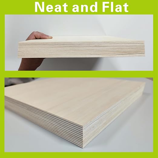 12 Pack Birch Plywood Sheets 1/8", 11.8"x11.8"x1/8" inch Plywood Sheets