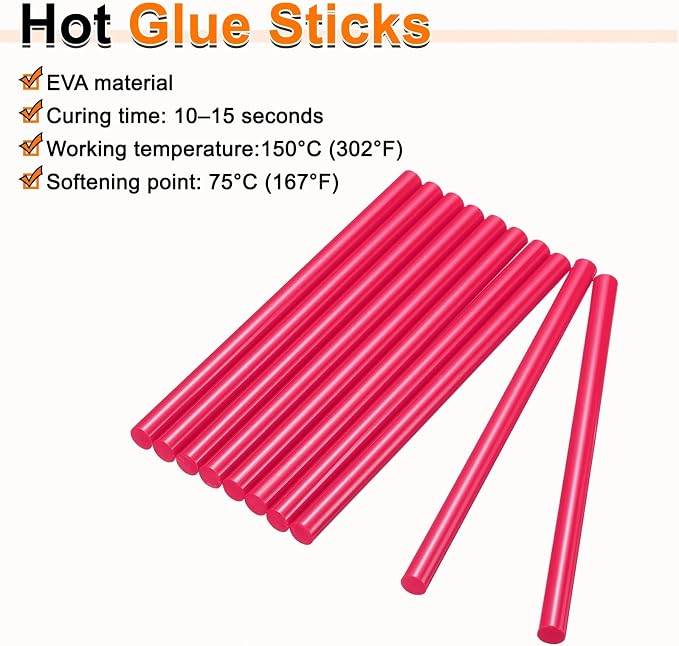 HARFINGTON 10pcs Hot Glue Sticks 0.43" Dia x 5.91" Long EVA Mini Hot Melt