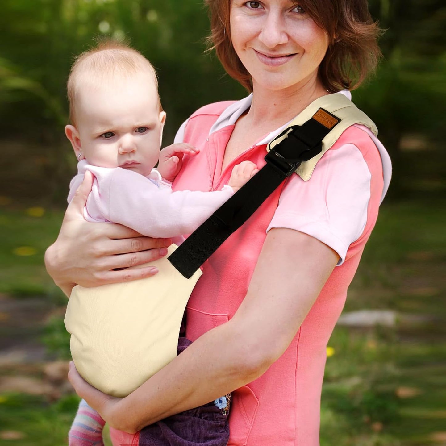 Baby Sling Carrier for Infants and Toddlers 6–36 Months (10–30 lbs), Breathable Cotton Hip Shoulder Carrier – Adjustable, Hands-Free Toddler Sling for Side & Hip Carry(Black)