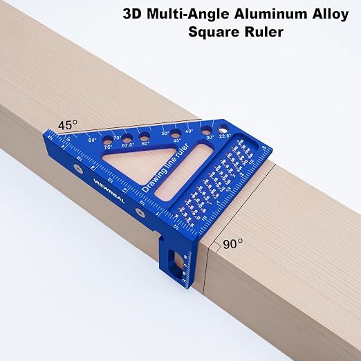 3D Multi-Angle Aluminum Alloy Woodworking Square Ruler, 22.5-90 Degree