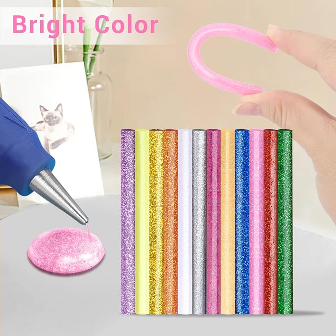 Manarty Glitter Color Hot Glue Stick, Adhesive EVA Glue Sticks Standard