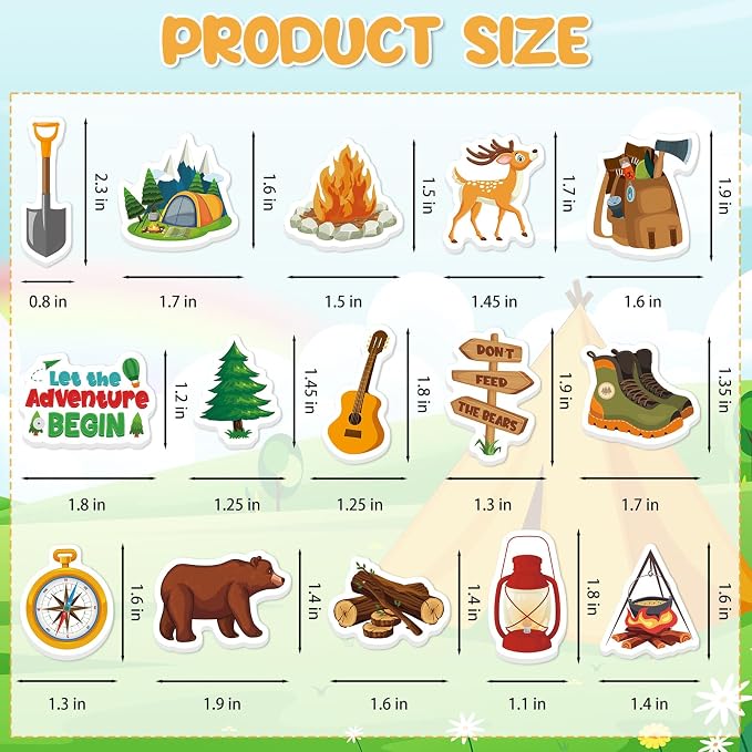 300Pcs Travel Camping Foam Stickers, Self-Adhesive Camping Stickers Outdoor