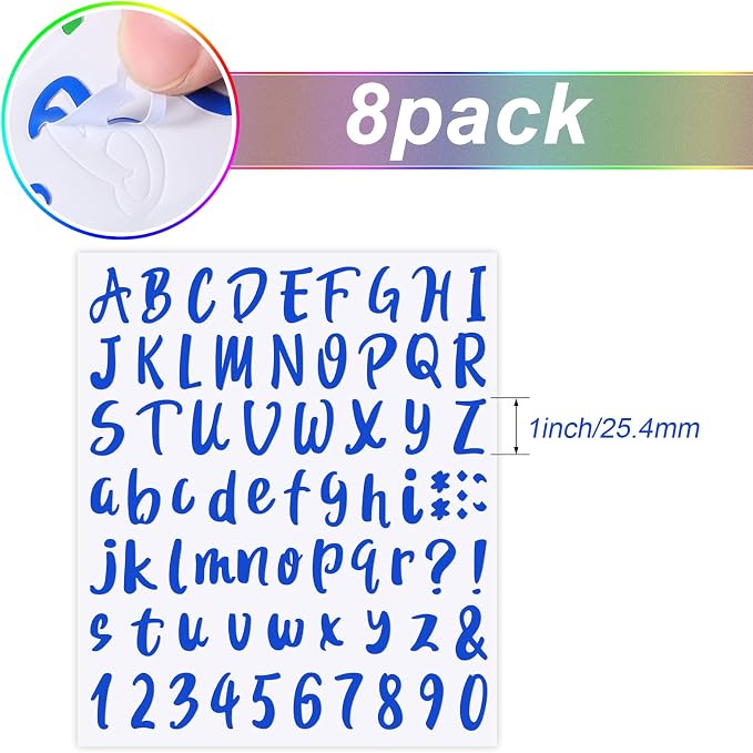Outus 576 Pcs 8 Sheets Letters Stickers Vinyl Alphabet Number Decals Back to