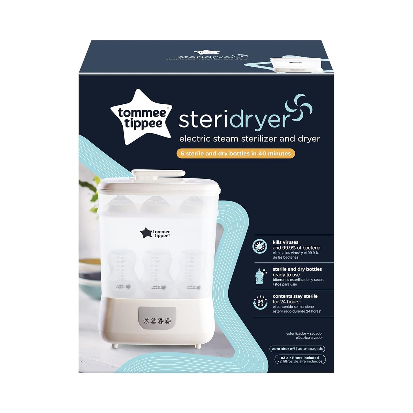 Tommee Tippee Steridryer Electric Steam Sterilizer and Dryer, White, for Baby Bottles and Feeding Accessories, Kills Viruses* and 99.9% of Harmful Microbes