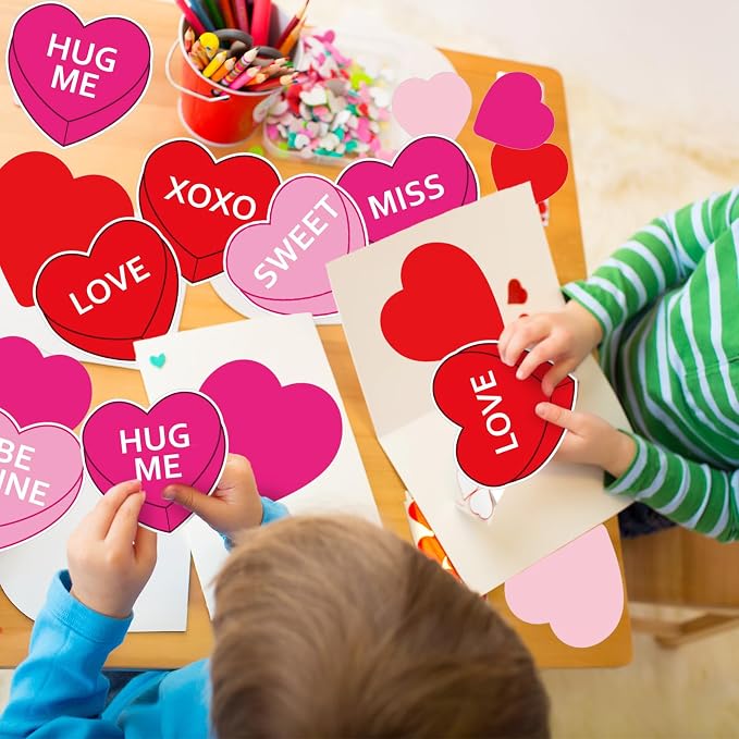 Whaline 99Pcs Valentine's Day Tree Bulletin Board Decoration Red Pink Heart