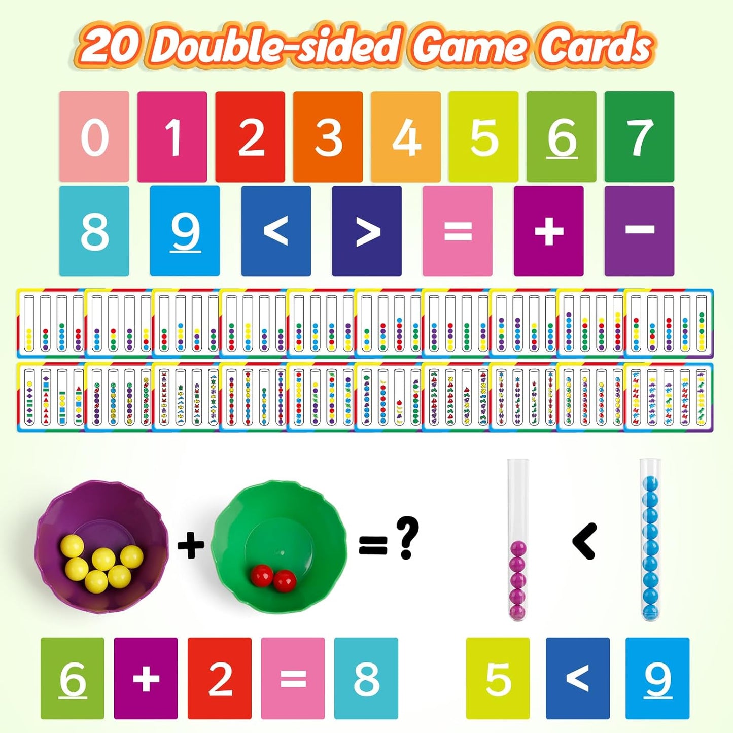 Aizweb Counting and Color Sorting Toys for Toddlers, Montessori Toys Preschool Kindergarten Learning Activities,STEM Math Manipulatives Matching Games Educational Learning Fine Motor Skills