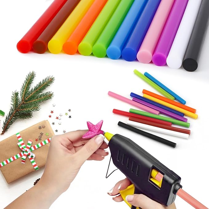 120 Pack Colored Hot Glue Sticks, Mini Hot Glue Sticks Bulk, Wax Seal Stamp