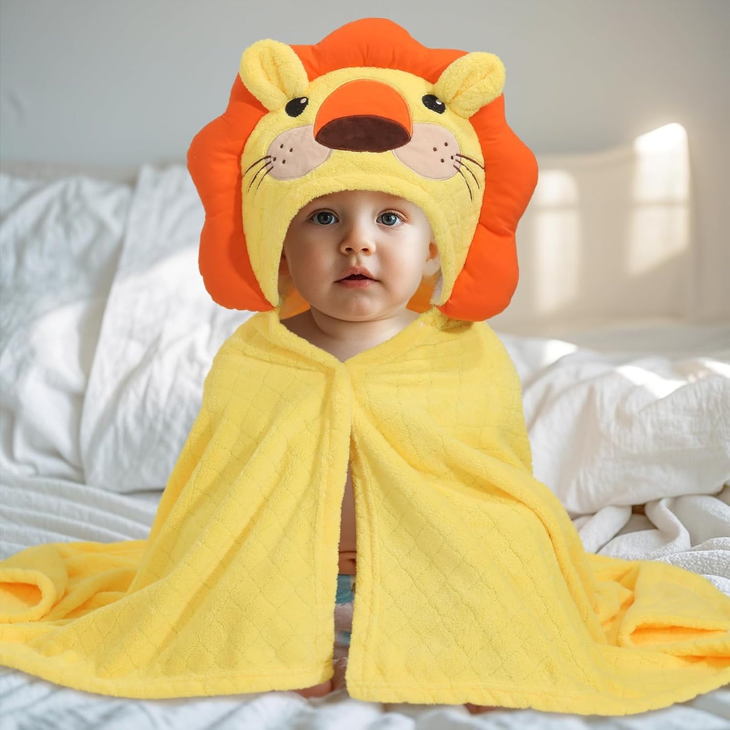 Baby Bath Towels with Hood, 50" x 32" Toddler Hooded Towels 0-5 Years,2-Pack Toddler Bath Towel Soft Absorbent with Animal Hood, Baby Bath & Hooded Towel