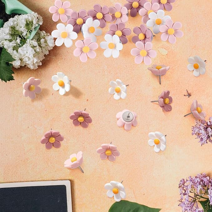 30PCS Cute Push Pins, Bulletin Board Pins, Bulletin Board Decorations, Flower