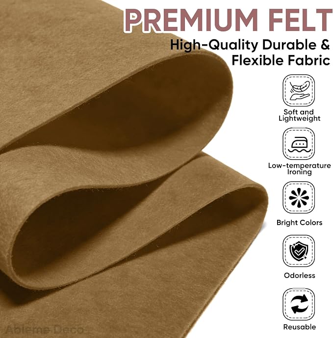 Soft Felt Fabric Sheet 18" x 36", 1.6mm Acrylic Craft Felt, Tan | Soft Thick