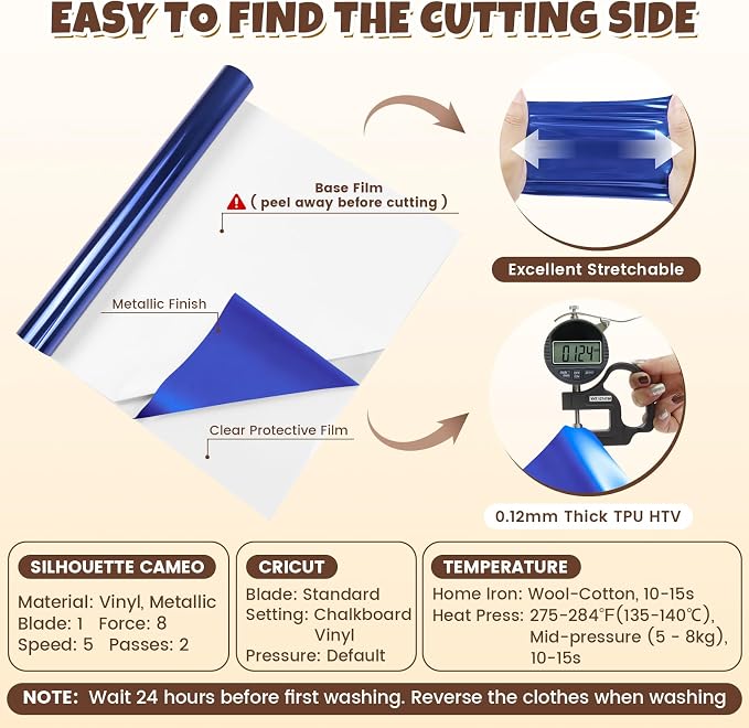 Royal Blue Metallic Heat Transfer Vinyl Roll
