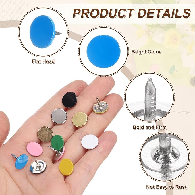 uxcell 150Pcs Upholstery Tacks, 11mmx10mm Flat Head Thumb Tack Decorative