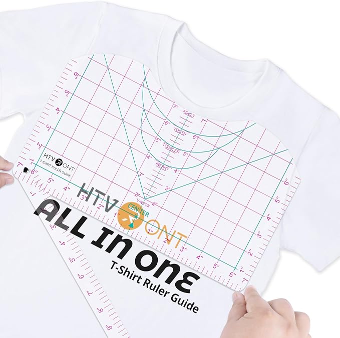HTVRONT Tshirt Ruler Guide for Heat Press, Vinyl Alignment, Center Design | For