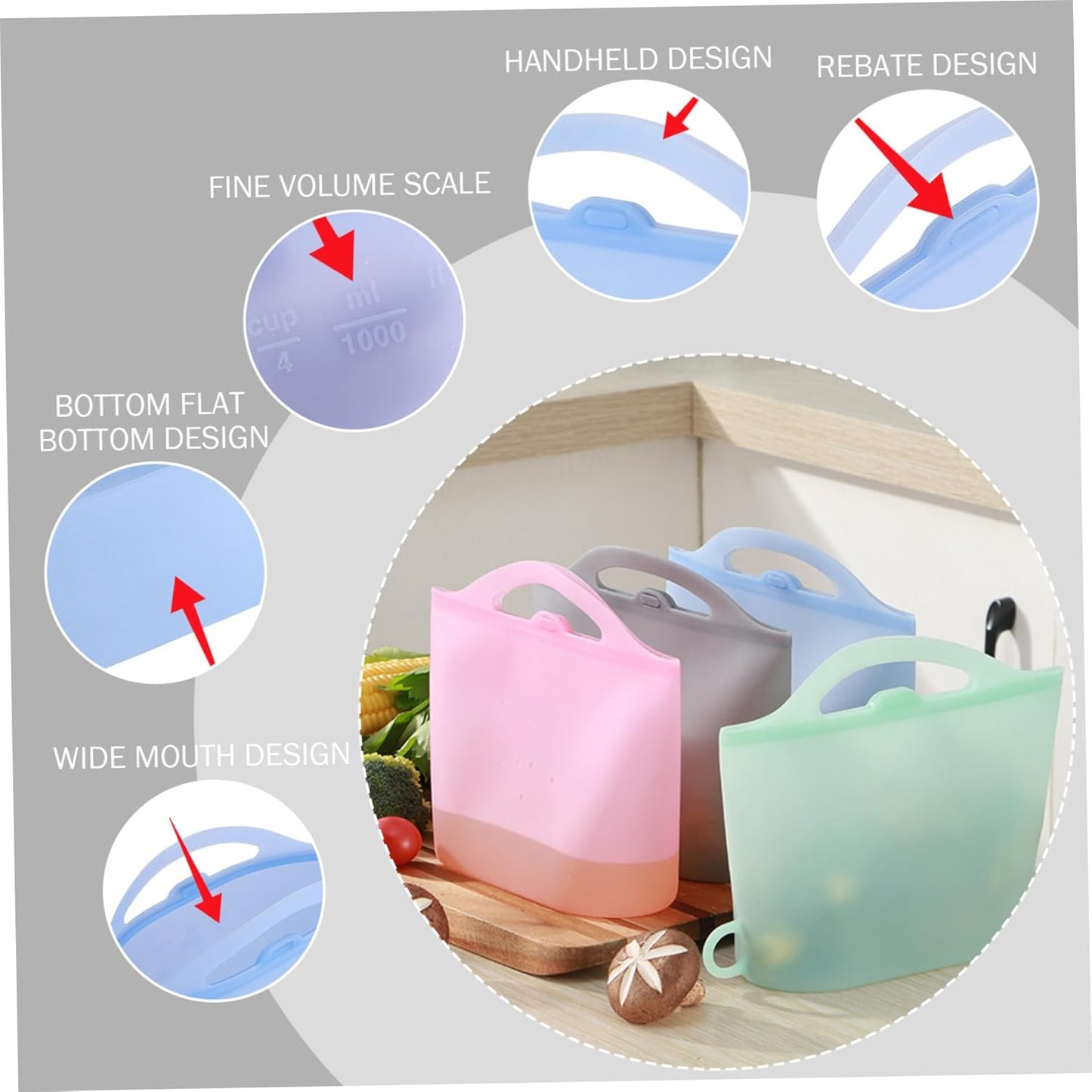2PCS Microwave Sterilizer Bag, 1000ml Flexible Silicone Microwave Steam Bags, Hanging Leakproof Pacifier Sterilizer with Handle