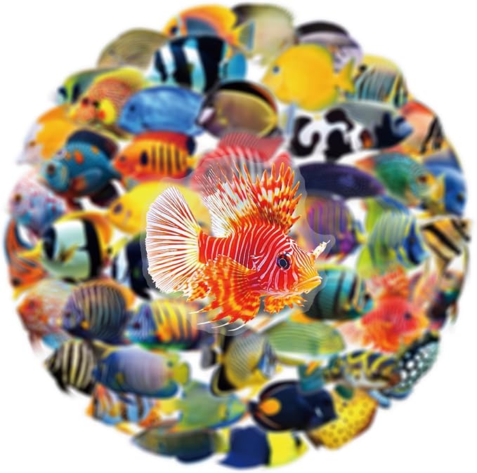 50PCS Clear Tropical Marine Life Ocean Stickers PET Fish Aesthetic Sticker