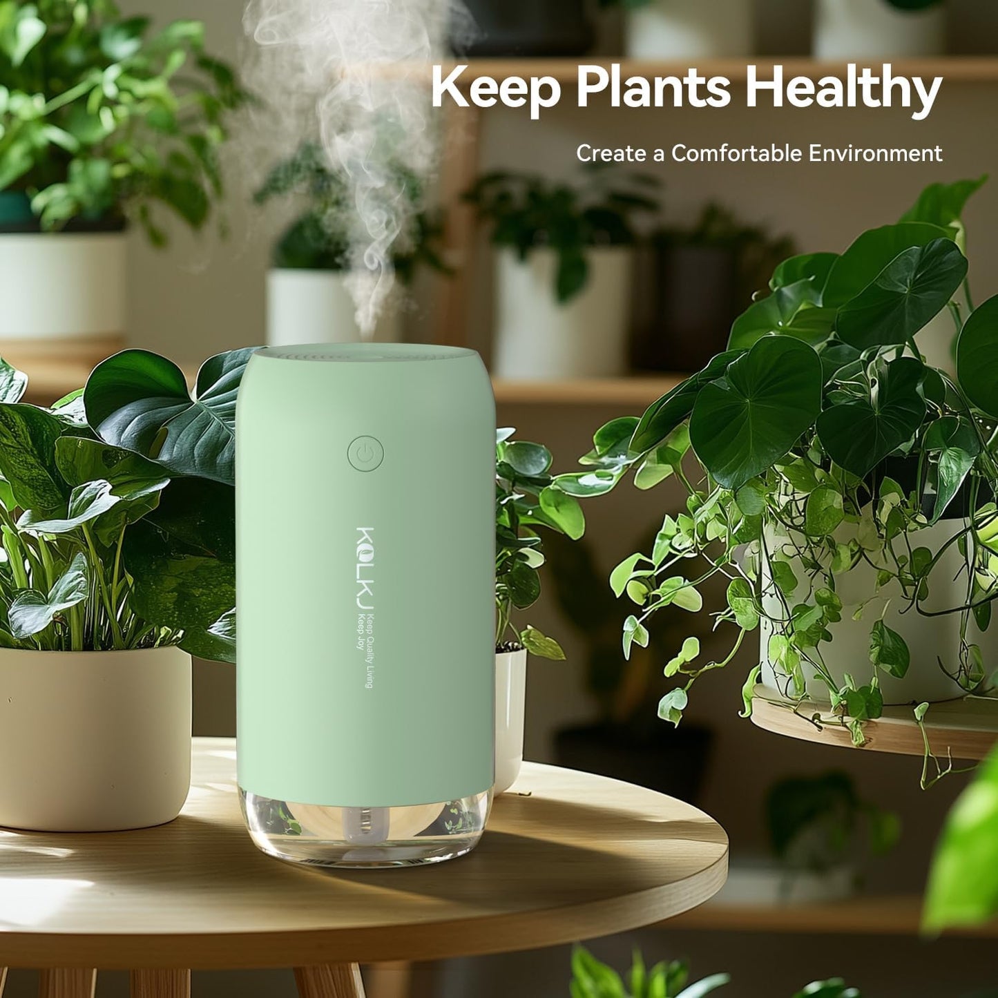 Portable Mini Humidifier, KQLKJ 350ml Small Cool Mist Humidifiers, USB Personal Desktop Humidifier for Bedroom Car Office Travel with Auto Shut-Off & 2 Mist Modes (Green)