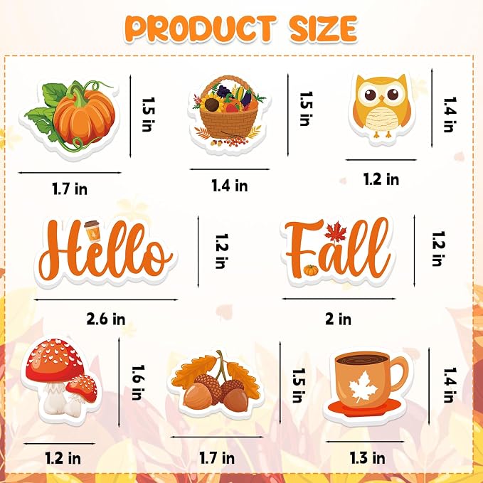 300Pcs Fall Foam Stickers, Cute Self-Adhesive Autumn Thanksgiving Stickers Foam