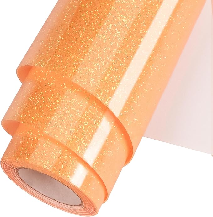Orange Glitter HTV Heat Transfer Vinyl Roll 12inch x 10 ft