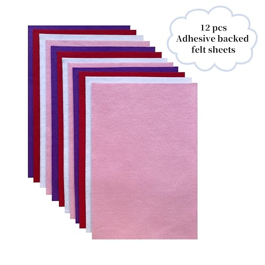 Jtnohx Self Adhesive Felt Sheets, 12 Pieces Felt Fabric