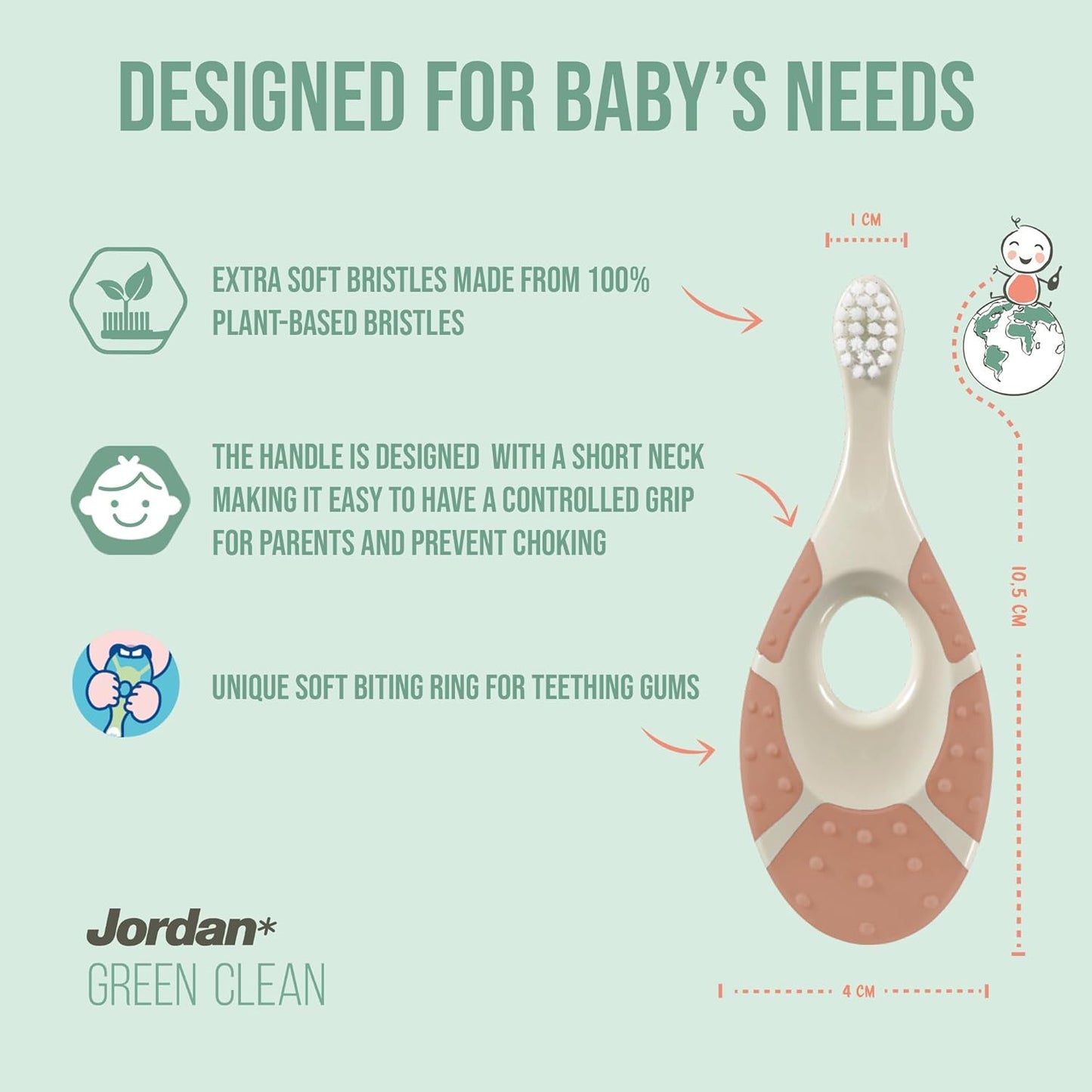 Jordan* ® | Step 1 Green Clean Toddler Toothbrush | Pack 3 Units