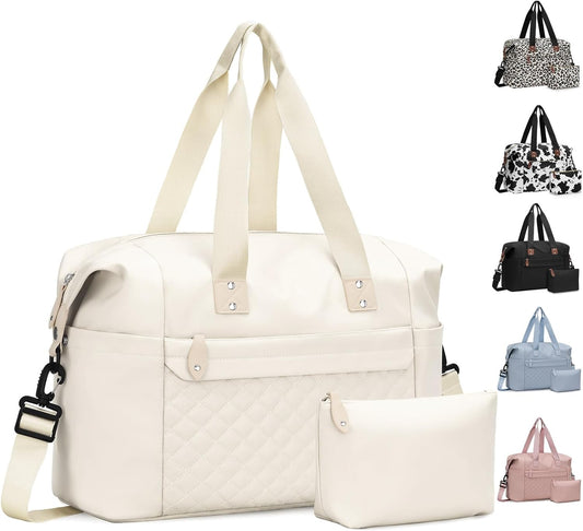 Travel Duffle Bag, Waterproof Weekender Overnight Hospital Bags for Women Men with Toiletry Bag Lightweight Carry on Personal Item Duffle Gym Bag for Travel, Airplanes, Sports