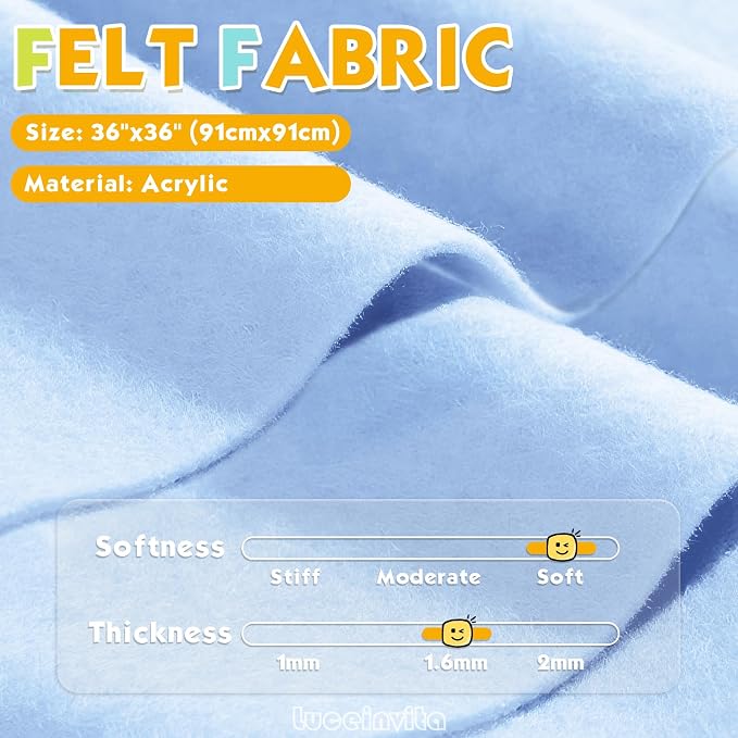Soft Blue 36" X 36" Felt Fabric Sheet