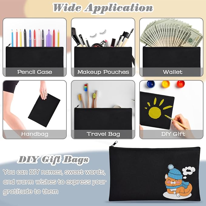 ZeeDix Canvas Zipper Pouch Bulk – 8.3 x 5 Inches Cotton Canvas Pouches